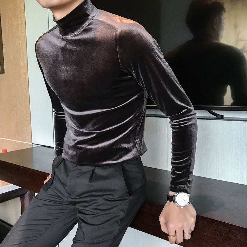 Shining Solid Turtle Neck Long Sleeve Sweater