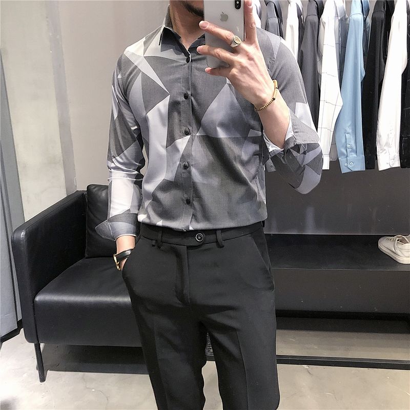 Two-Toned Abstract Geometric Patterned Shirts