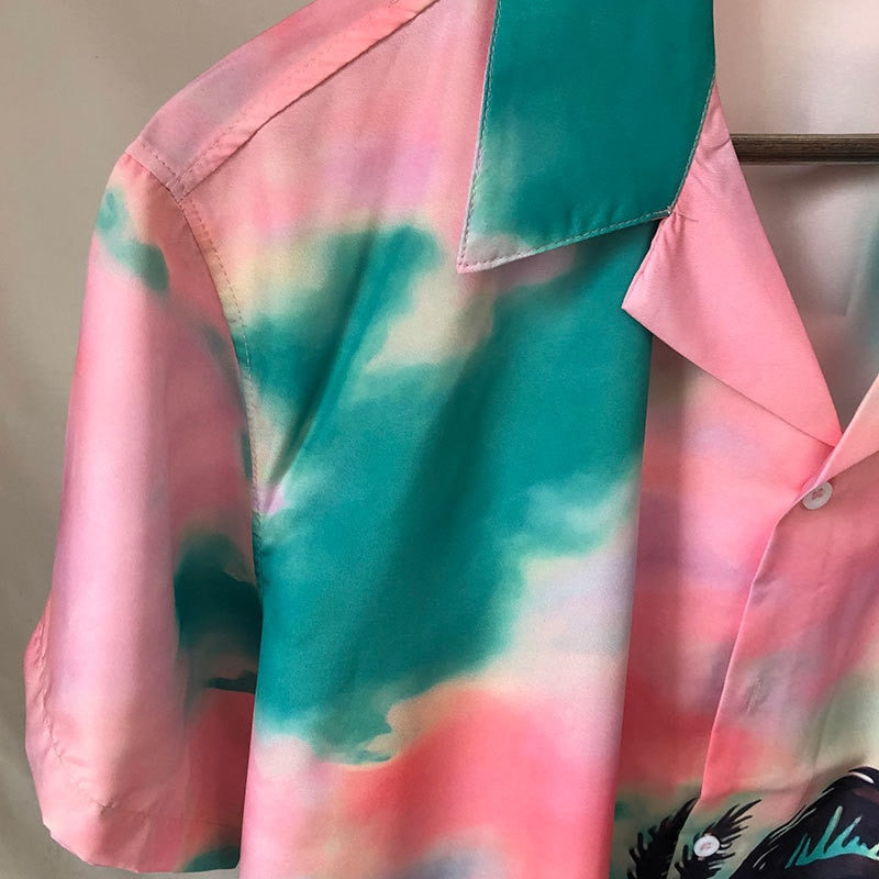 Pink Hawaiian Style Short Sleeve Shirt