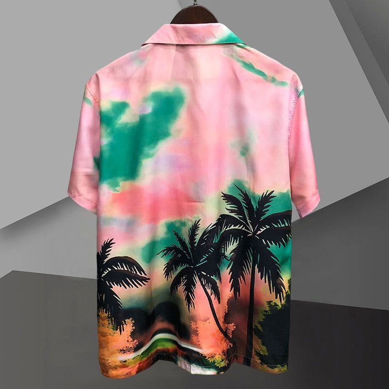 Pink Hawaiian Style Short Sleeve Shirt