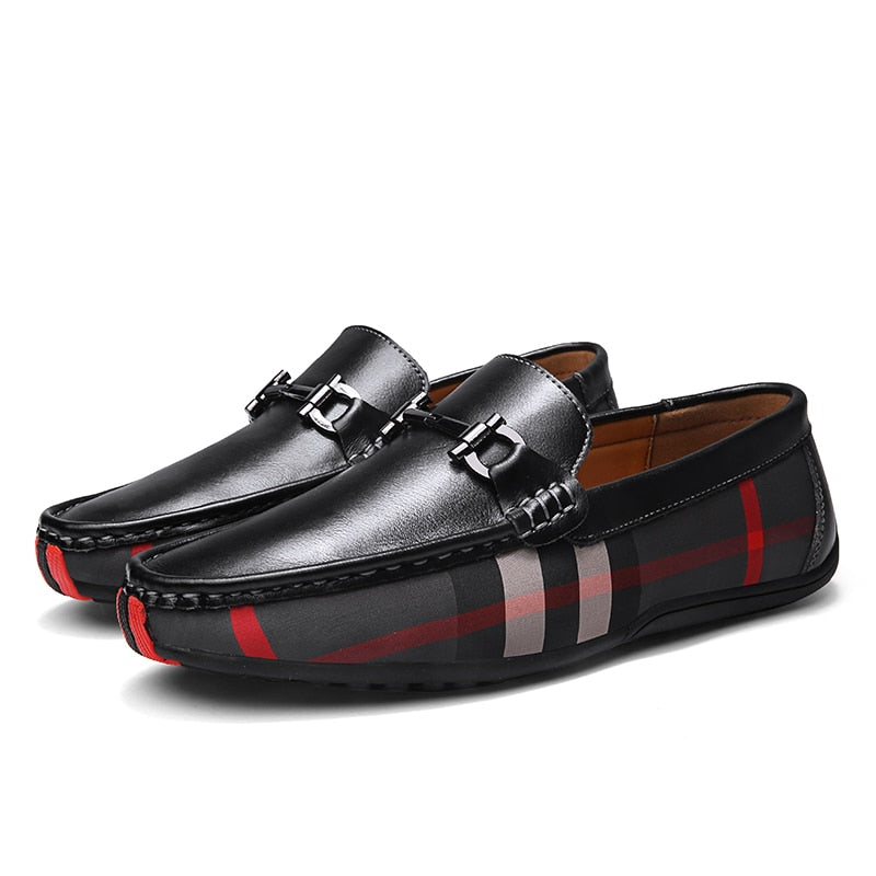 Plaid Casual Walking Lightweight Plaid Moccasins Men Shoes