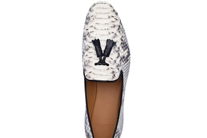 Snake Skin Look Men Leather Tasseled Shoes