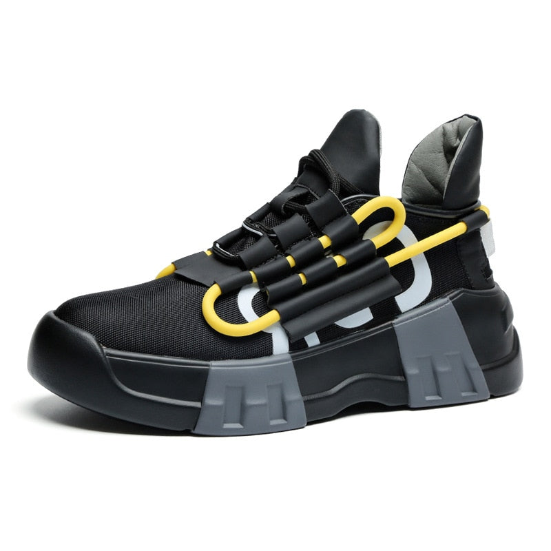 Black High Top Chunky Casual Style Men Sneaker