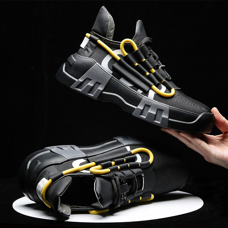 Black High Top Chunky Casual Style Men Sneaker