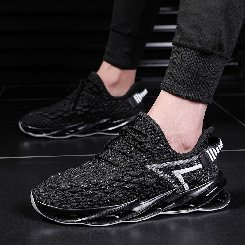 Stripped Wave Blade Thick Bottom Loafers Lace Up Sneakers