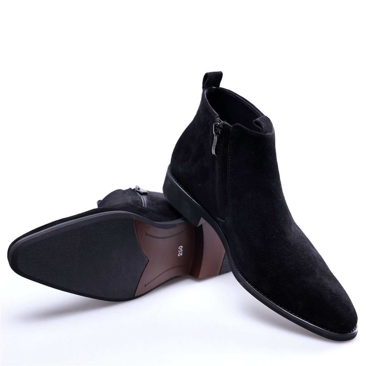 Black Textured Solid Casual Style Men Leather Boots