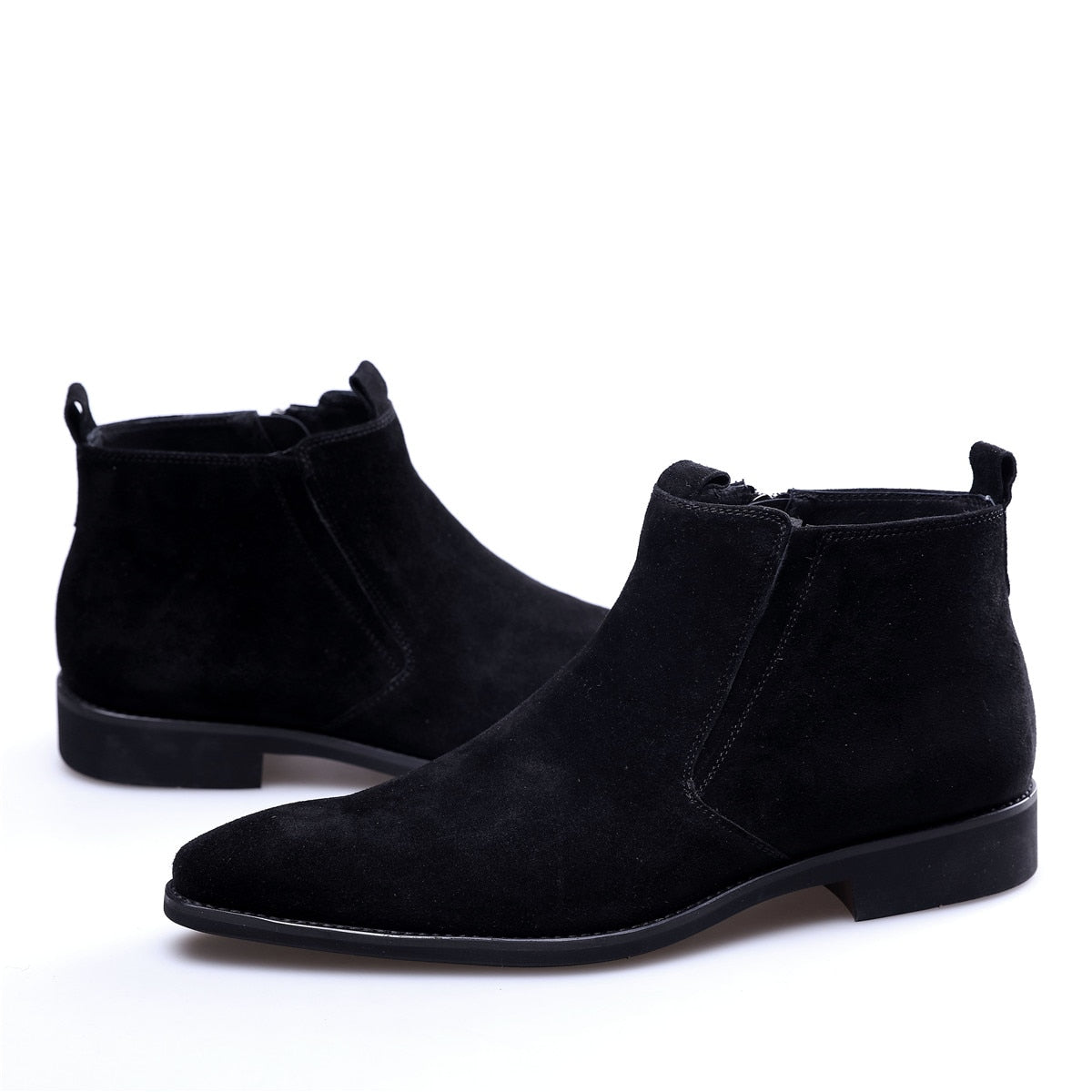 Black Textured Solid Casual Style Men Leather Boots