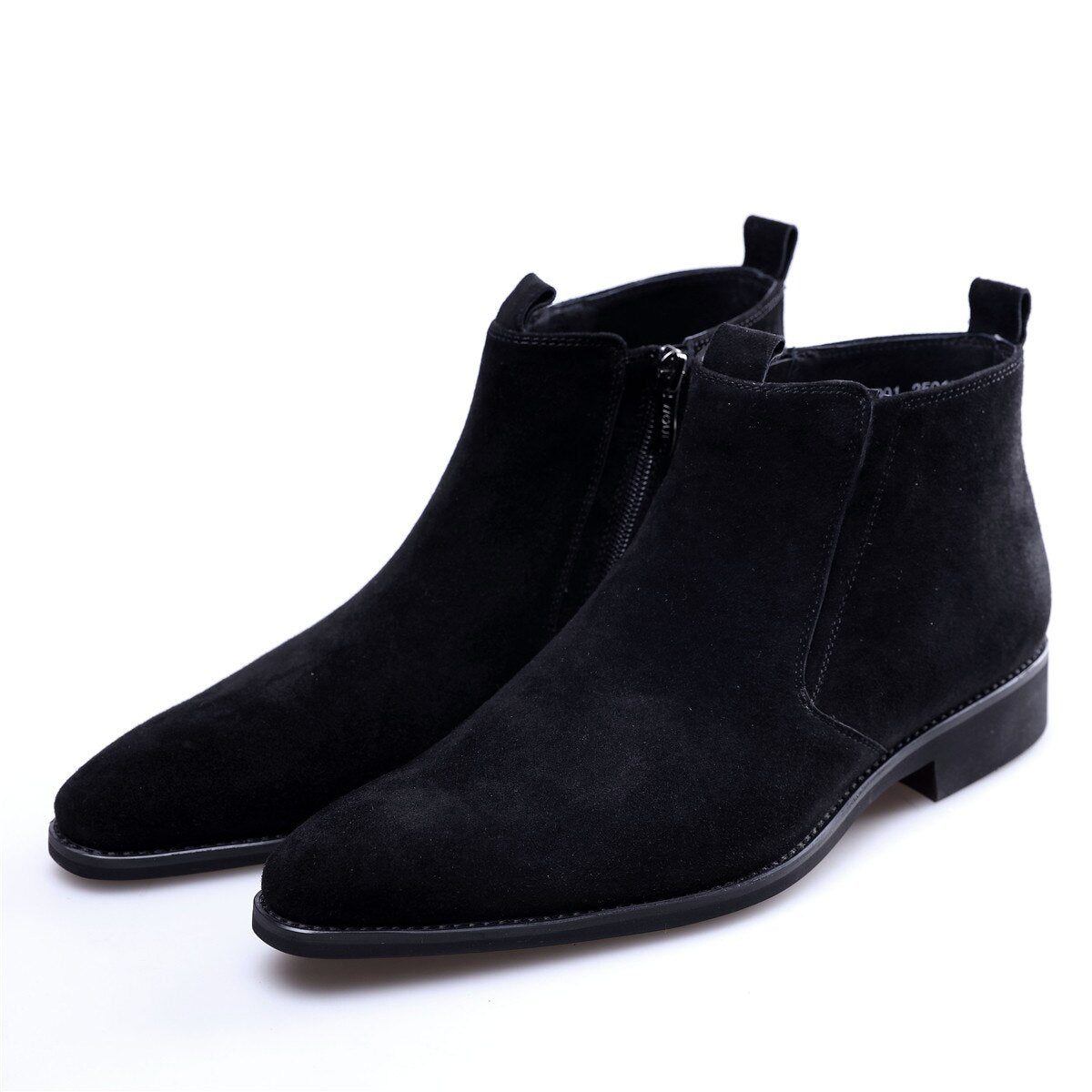 Black Textured Solid Casual Style Men Leather Boots