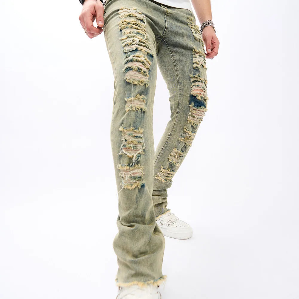 Vintage Hip-Hop Style Ripped Slim Fit Jeans