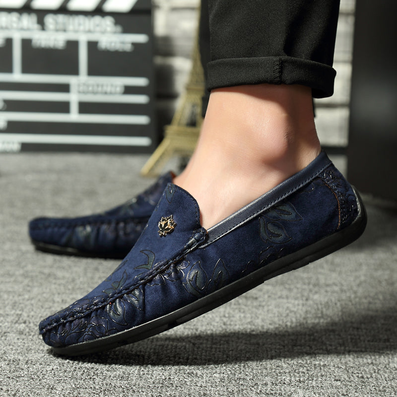 Casual Slip On Floral Artificial Leather Men Loafers Shoes