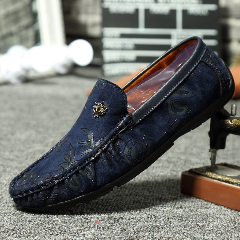 Casual Slip On Floral Artificial Leather Men Loafers Shoes