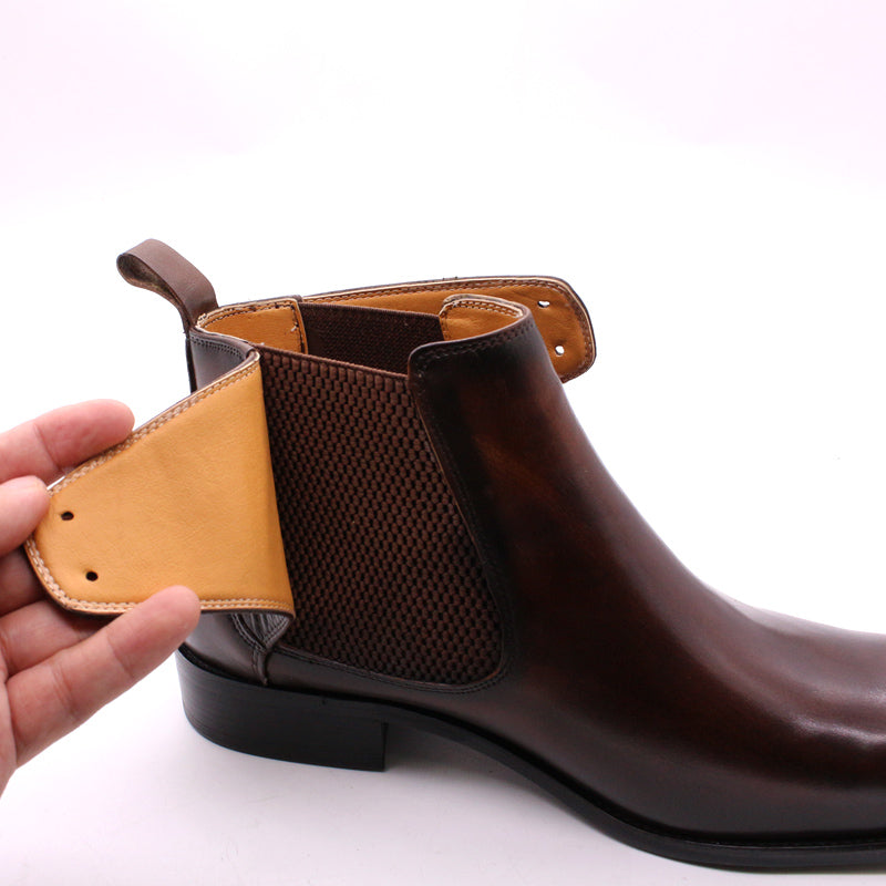 Mens Leather Ankle Boots Brown Calf Leather