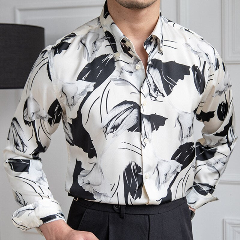Black & White Floral Color Contrast Shirt
