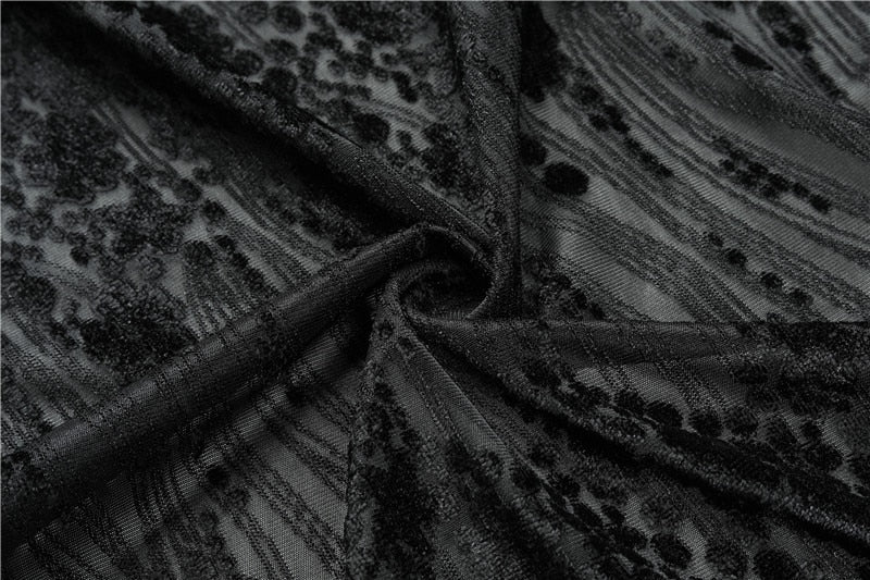 Burnout Floral Patterned Men Velour Semi Sheer Shirt