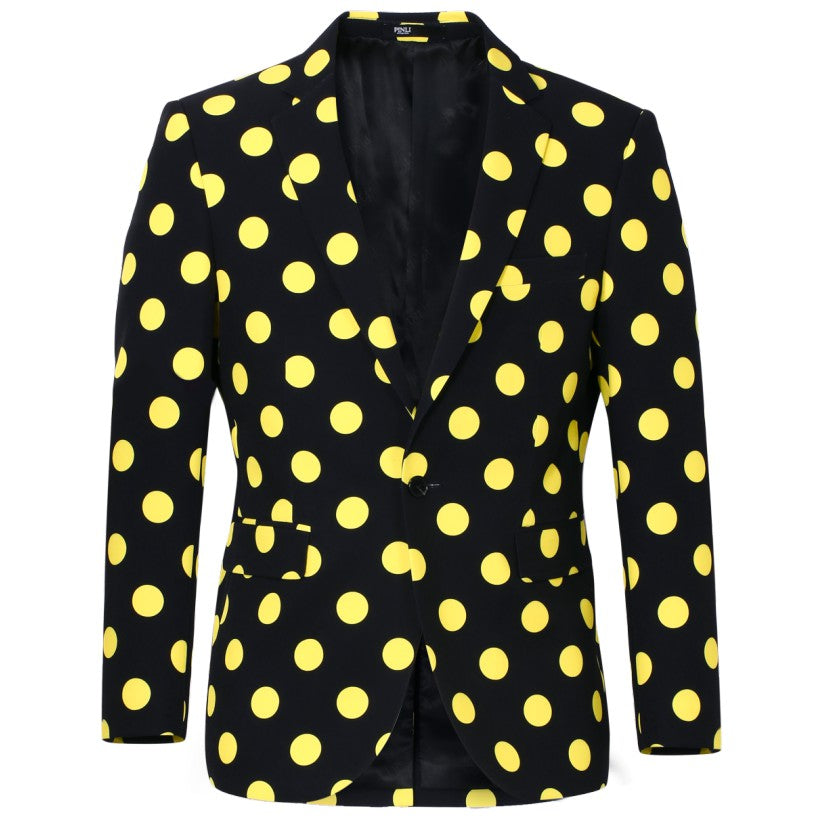 Polkadot Contrast Single Button Casual Costume Style Men Blazer