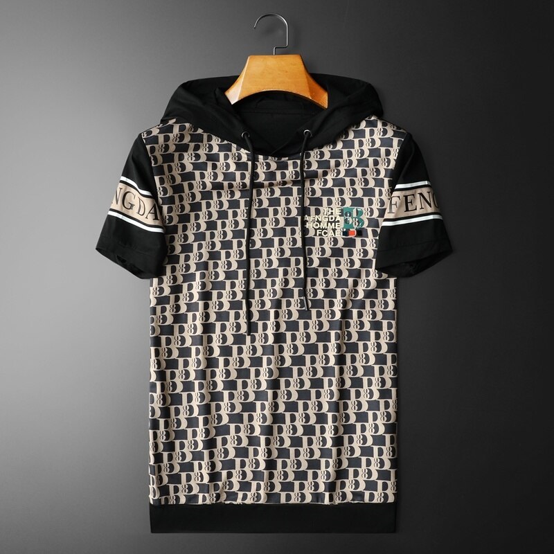 Full Letter Printing Hooded T-Shirt