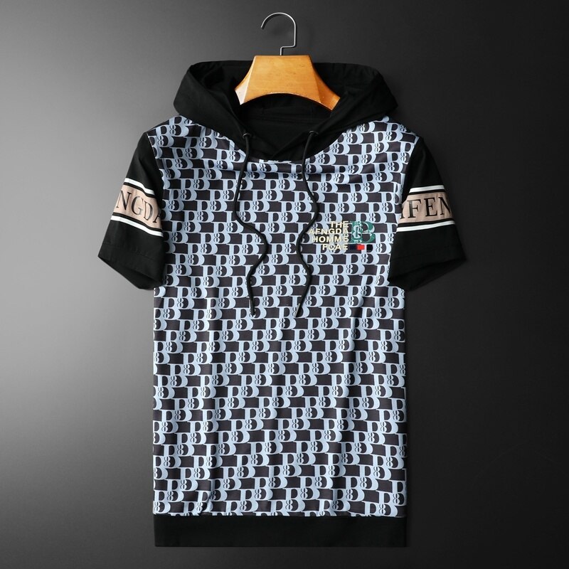 Full Letter Printing Hooded T-Shirt