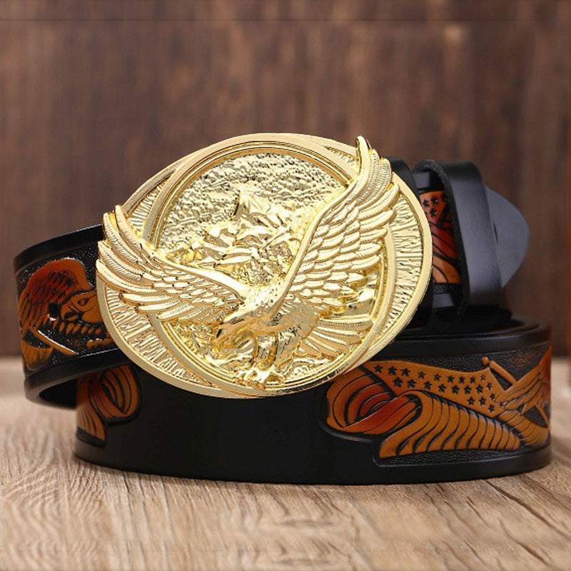 Mountain Eagle Buckle Leather Belt
