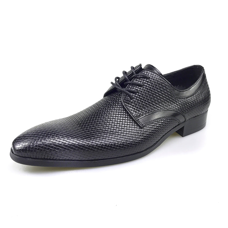 Glazed Black Wave Texture Men Business Shoes