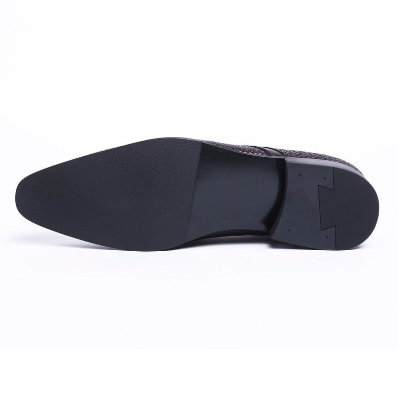Glazed Black Wave Texture Men Business Shoes