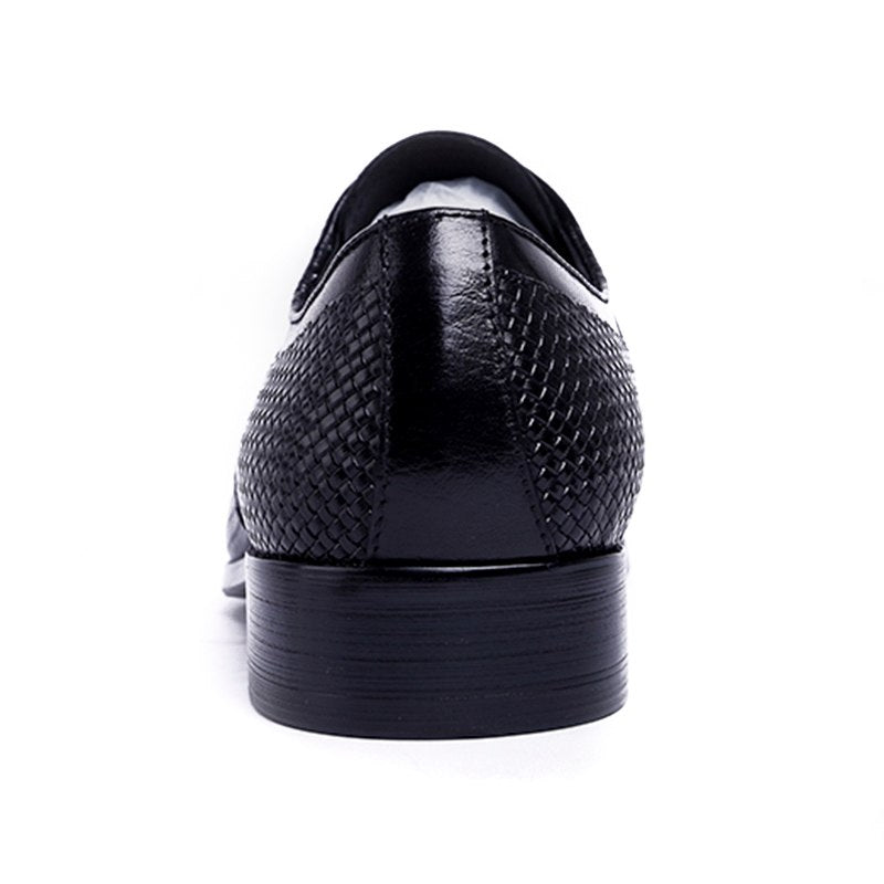 Glazed Black Wave Texture Men Business Shoes