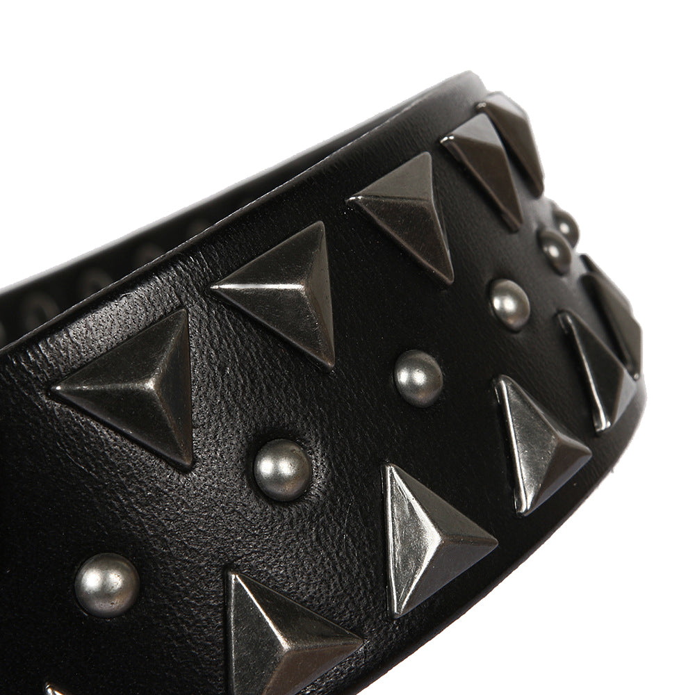 Cowboy Style Pyramid Shape Metal Rivet Men Belt - FanFreakz