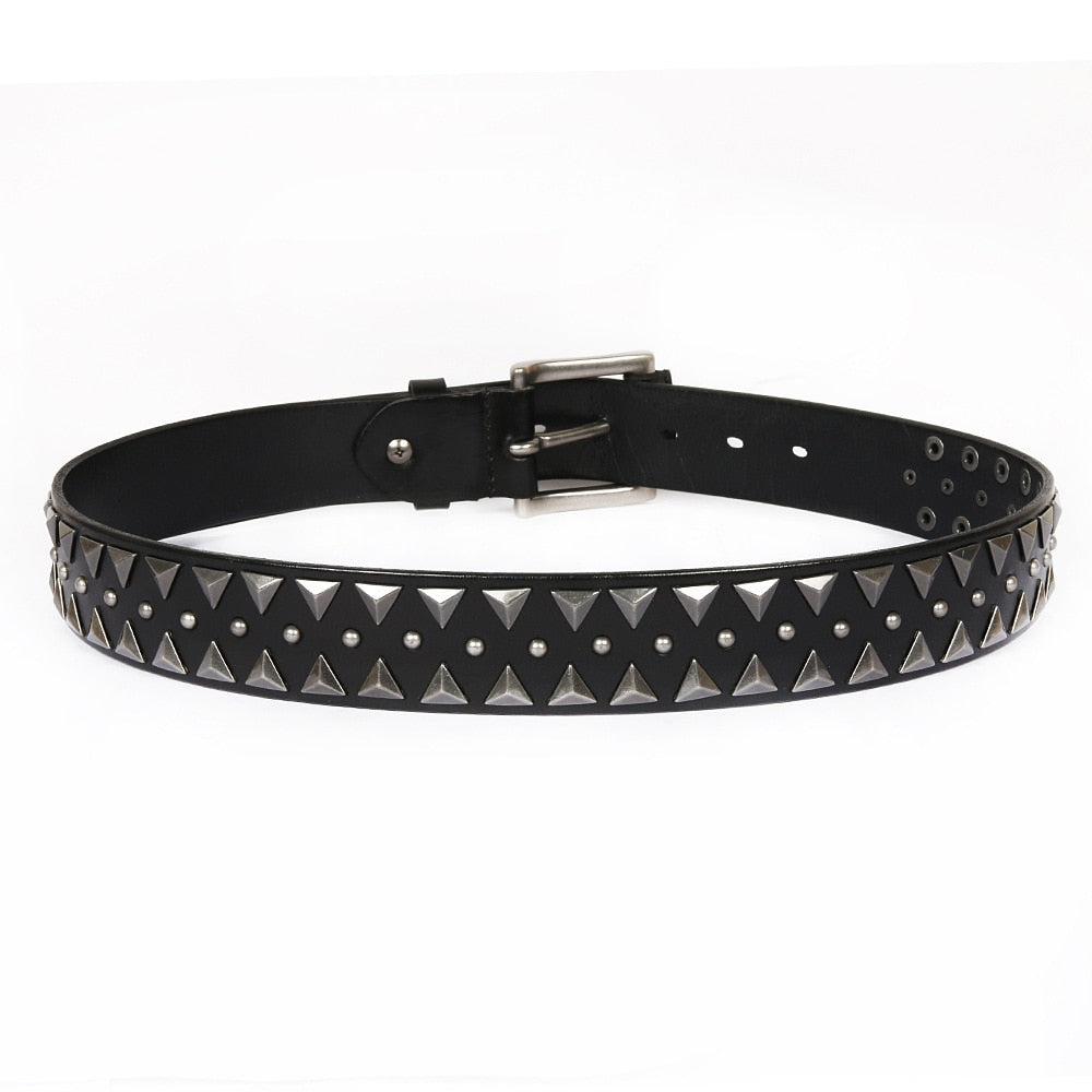 Cowboy Style Pyramid Shape Metal Rivet Men Belt - FanFreakz