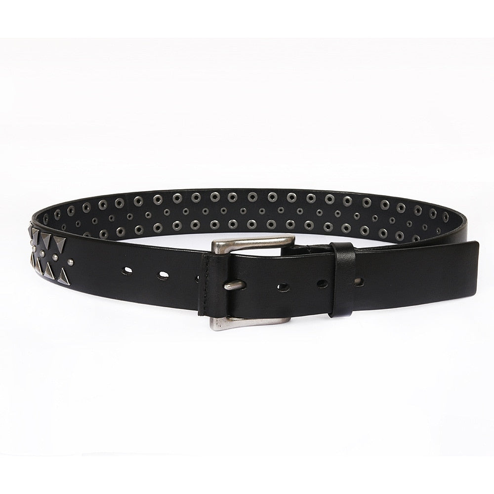 Cowboy Style Pyramid Shape Metal Rivet Men Belt - FanFreakz