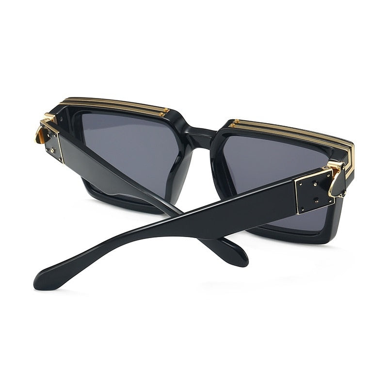 Polycarbonate Gold Accents Square Frame Men Glasses