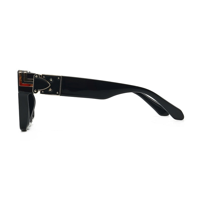 Polycarbonate Gold Accents Square Frame Men Glasses