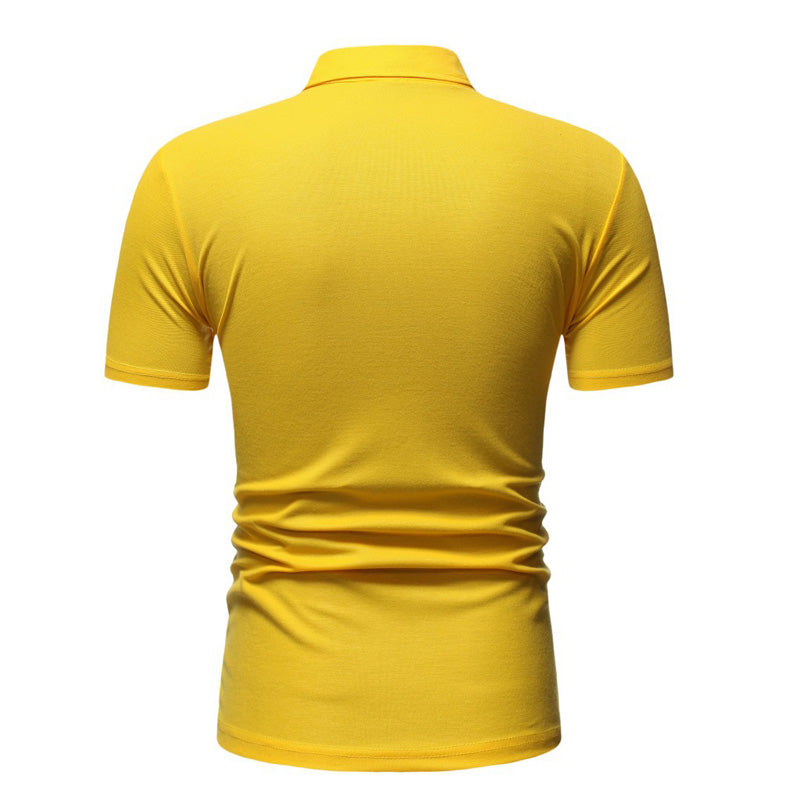 Gold Bronzing Patchwork Slim Fit Short Sleeves Casual Style Men Polo Shirt