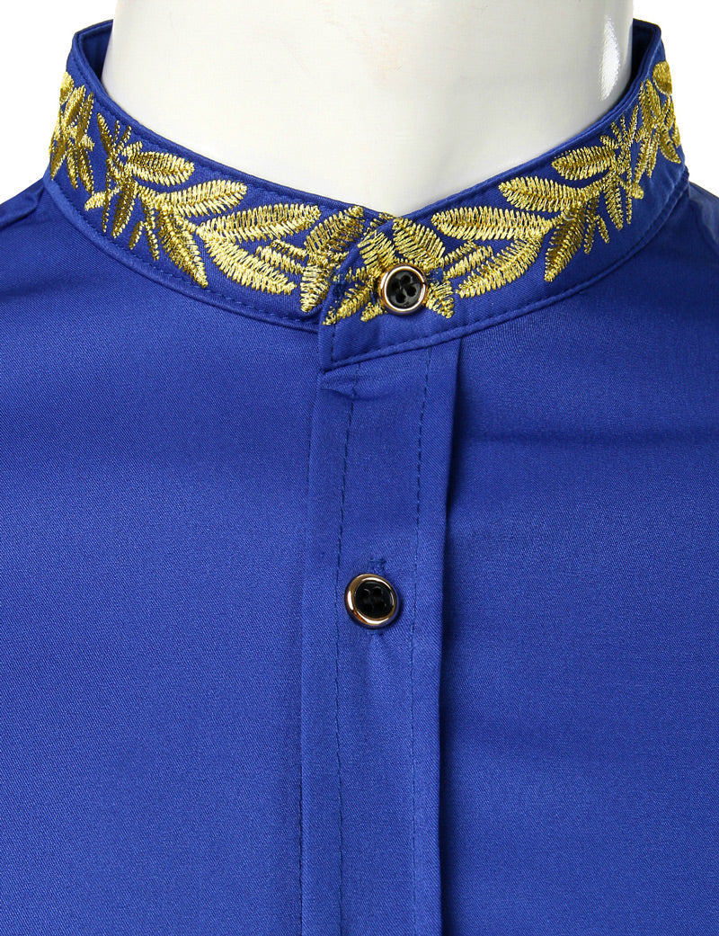 Collar Gold Embroidery White Shirt
