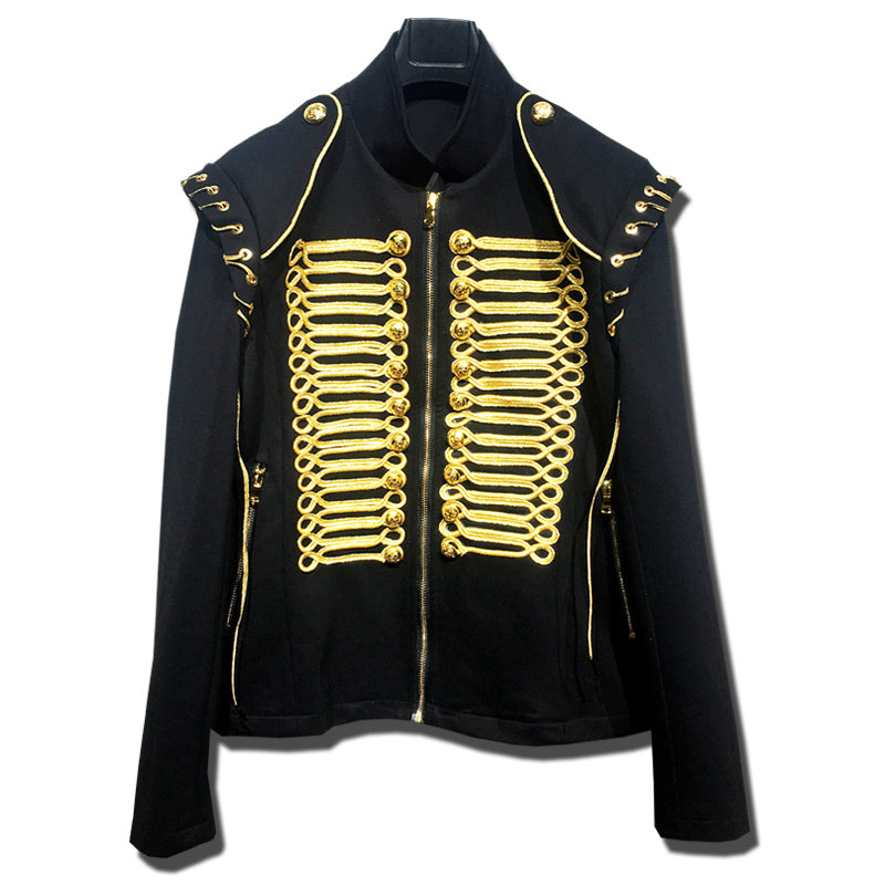Stunning Black Gold with Unique Shoulder Design Men Costume Blazer