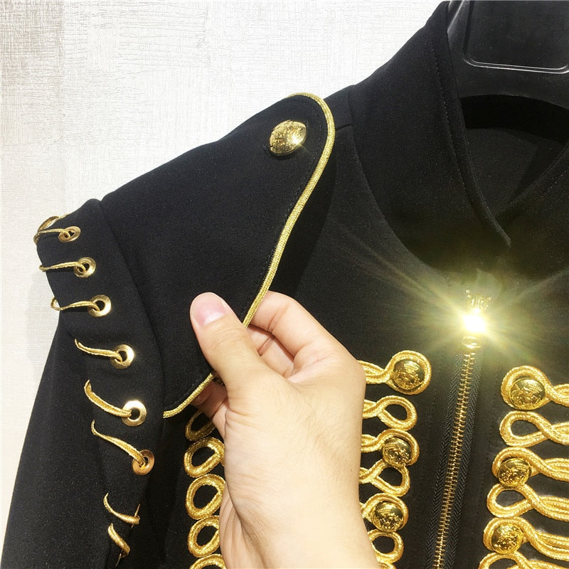 Stunning Black Gold with Unique Shoulder Design Men Costume Blazer