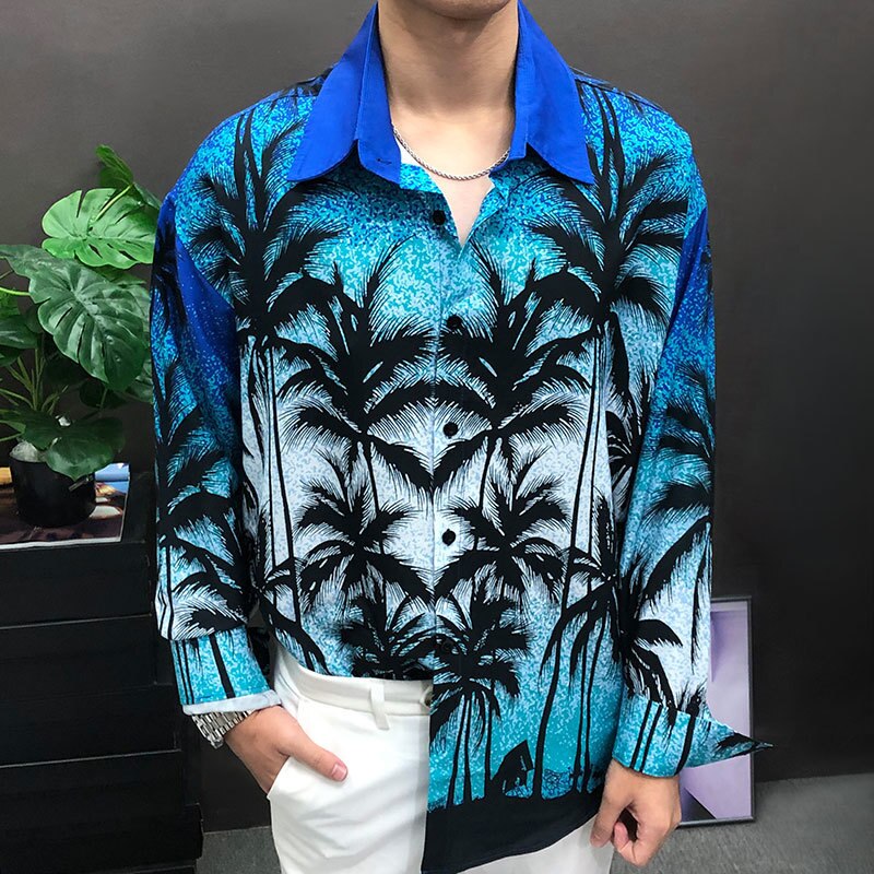 Blue Sky Coconut Tree Pattern Shirt