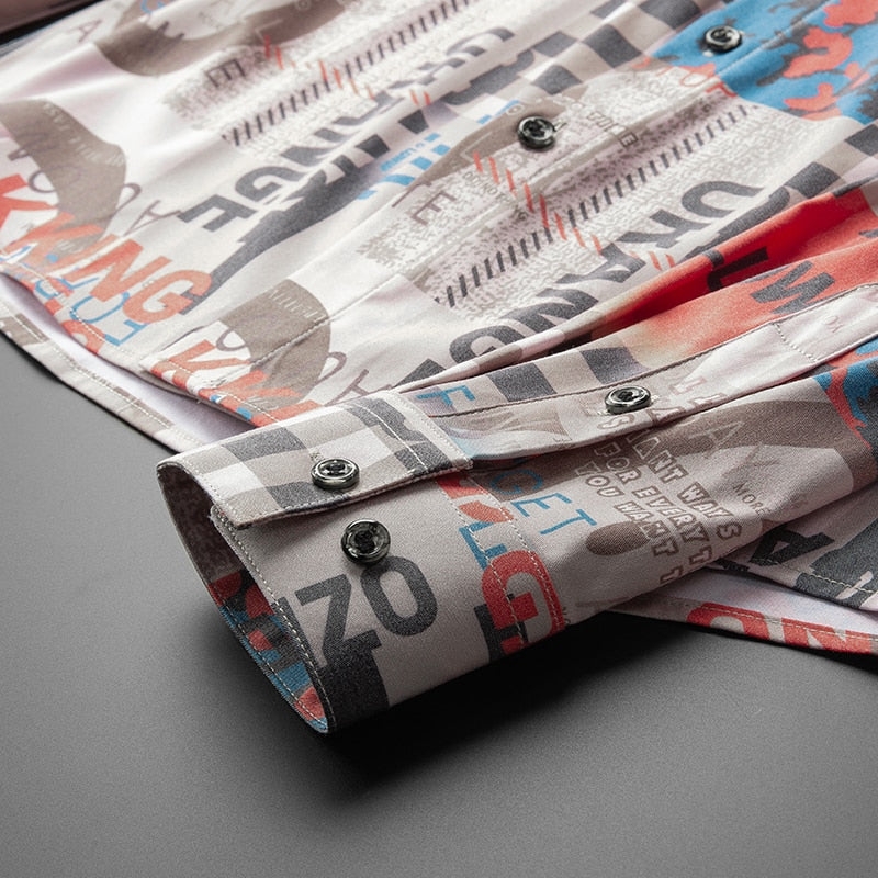 King Kong Word Printed Long Sleeve Shirt