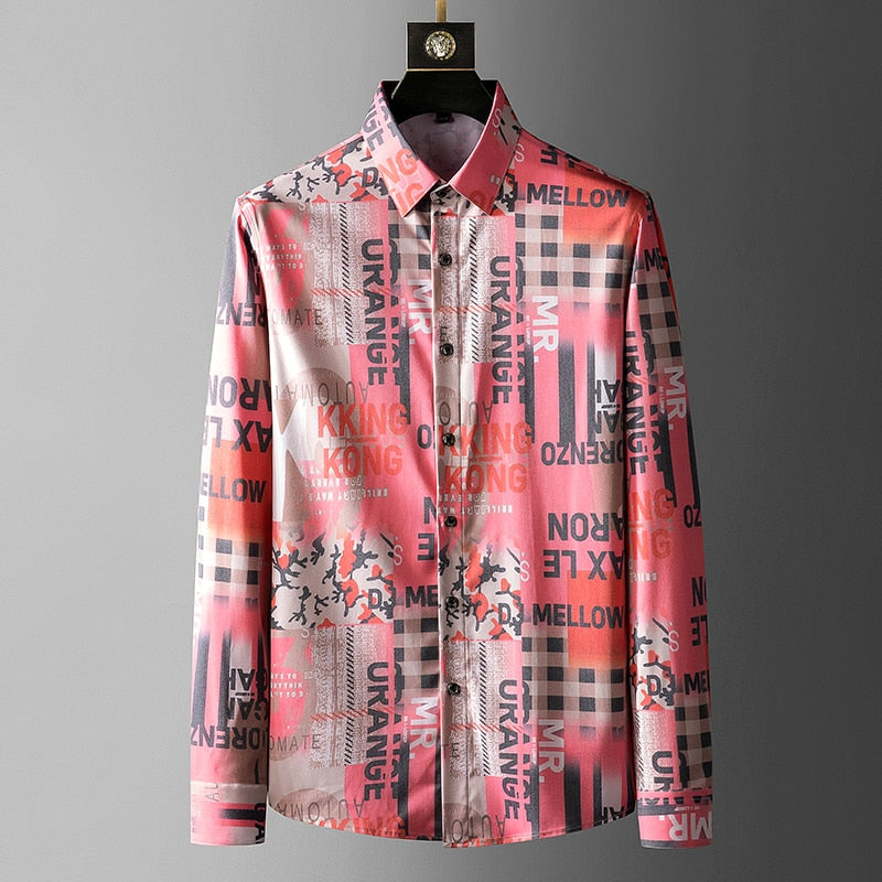 King Kong Word Printed Long Sleeve Shirt
