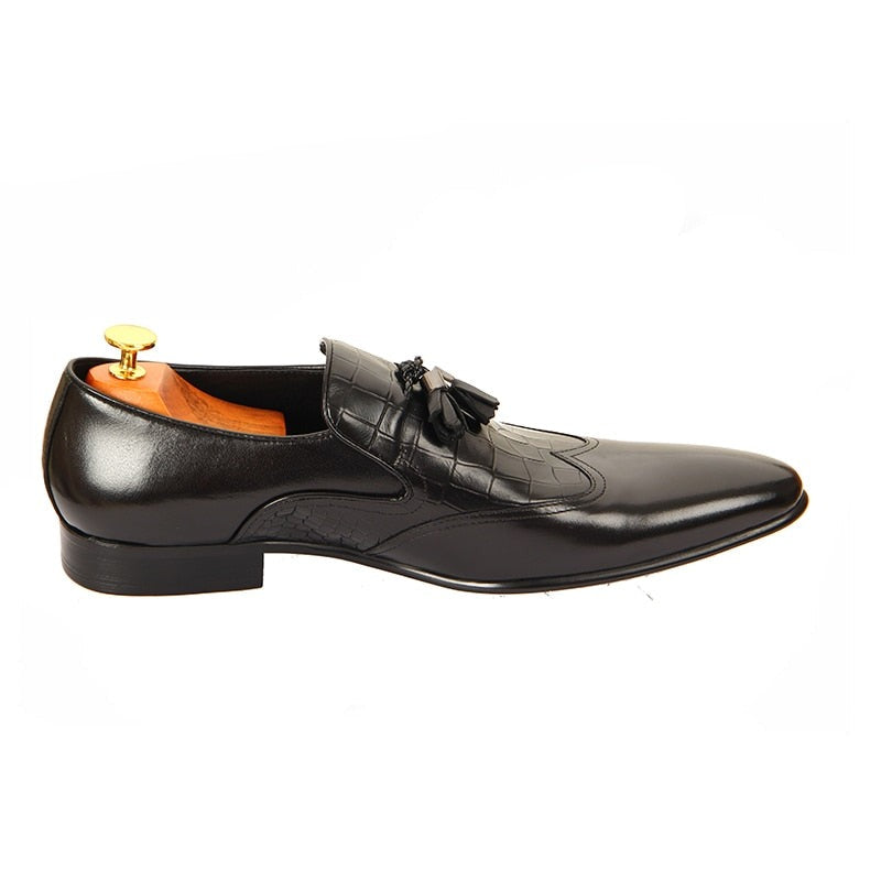 Tassels Black Leather Dress Shoes