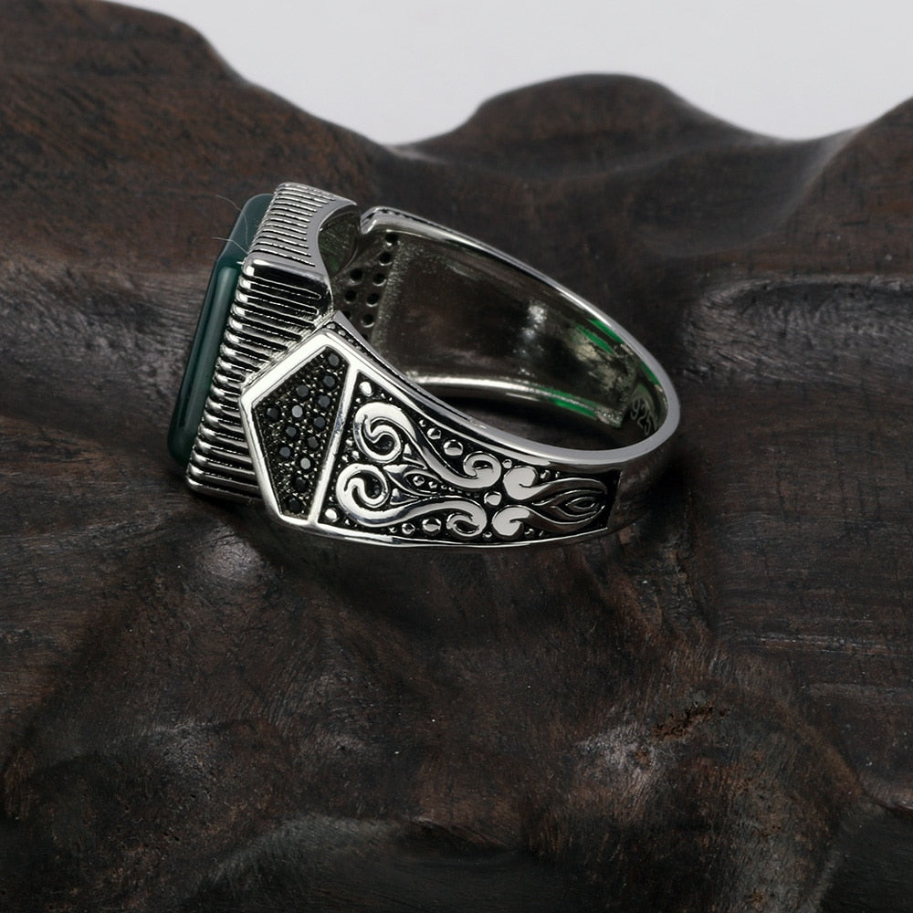 Antique Turkish Silver Black Stone Rings