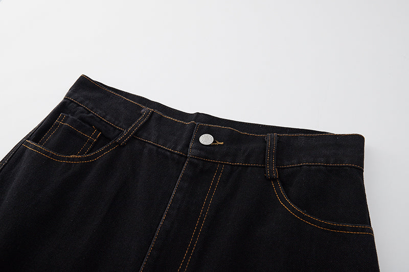 Retro Pocket Letter Patchwork Loose Jeans