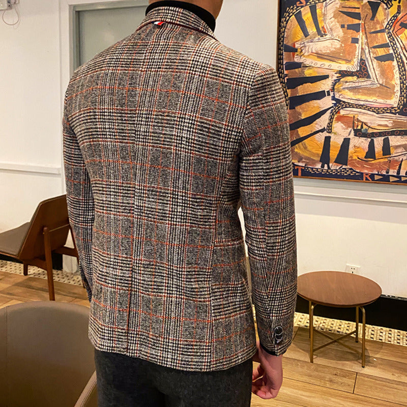 Fine Lattice Patterned Notch Lapel Style Blazer