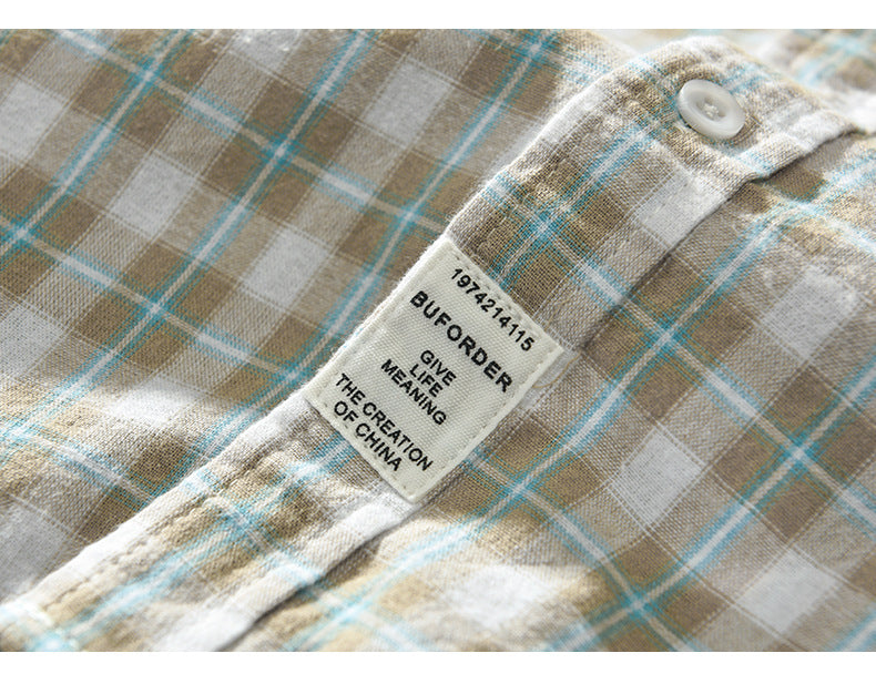 Casual Plaid Long Sleeve Cotton Shirt