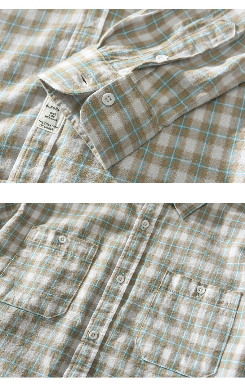 Casual Plaid Long Sleeve Cotton Shirt