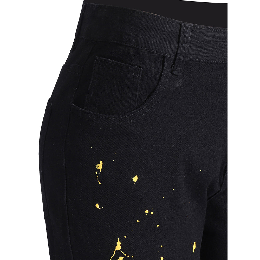 Black Red Gradient Paint Jeans