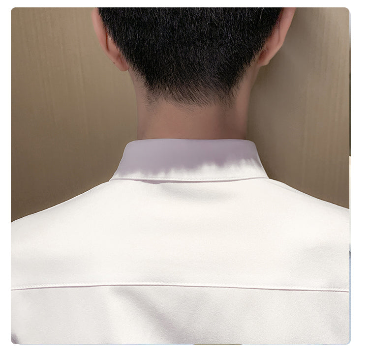 Leopard Print Patchwork Accent Men Monochrome Shirt