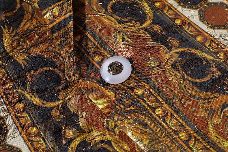 Autumn Gold Pattern Slim Fit Stage Style Men Blazer