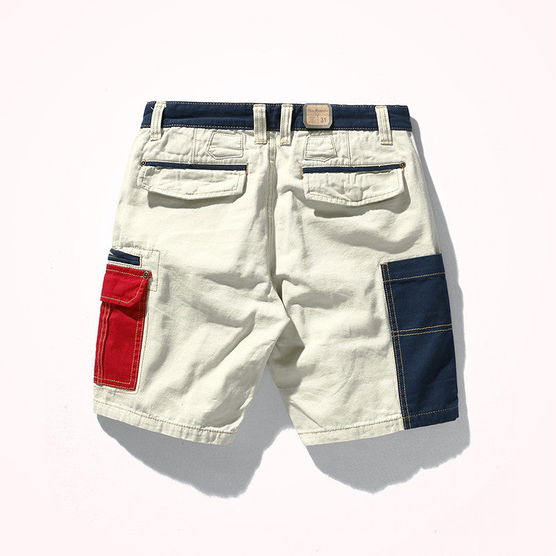 Multi-Pocket Solid Cotton Mid-Waist Short