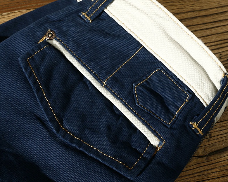 Multi-Pocket Solid Cotton Mid-Waist Short