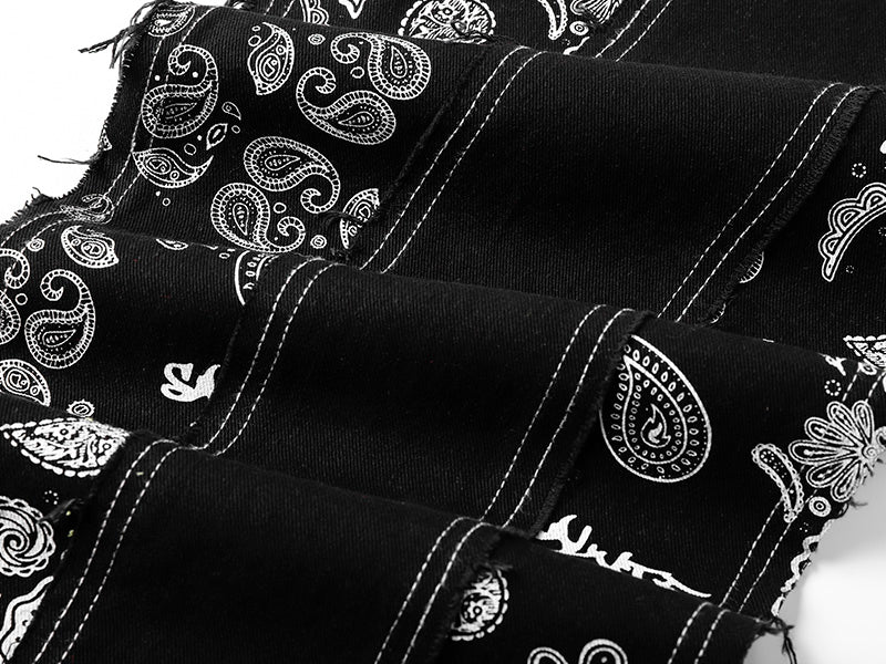 Floral Printed Loose Straight Jeans