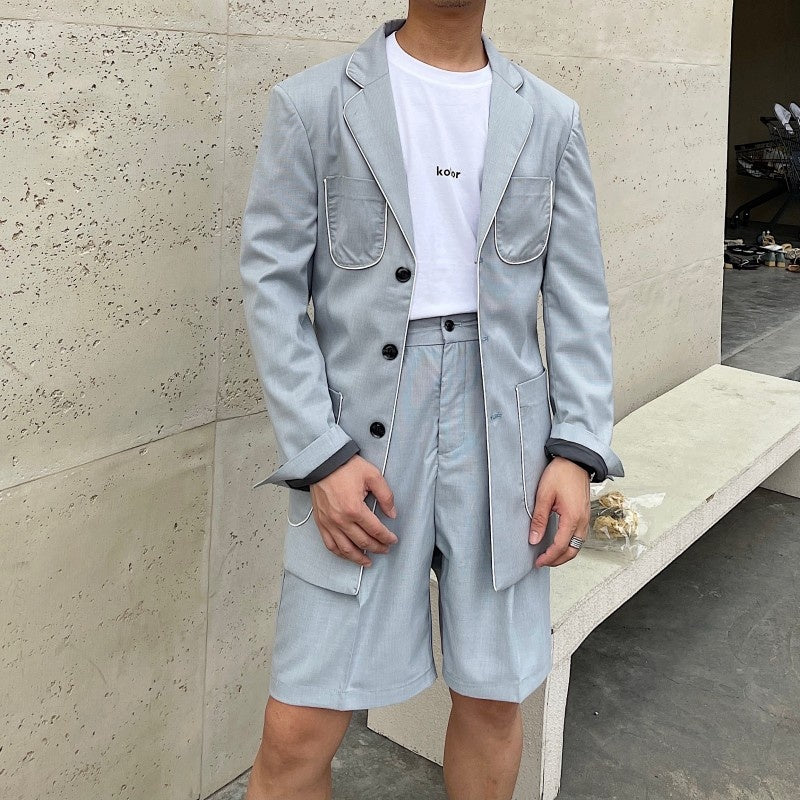 Solid Sashes Decorated 2-Pieces Men Suit